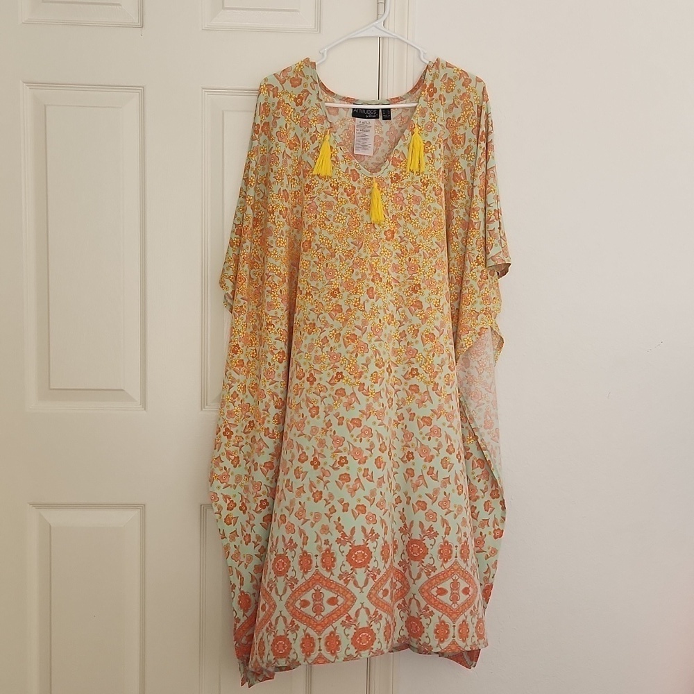 Attitudes by Renee Blue & Orange Flowy Floral Dress. Sz XSP